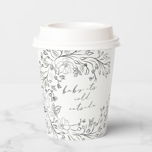 お洒落フローララインアートリースクリスマスベビーシャワー 紙コップ (裏面)