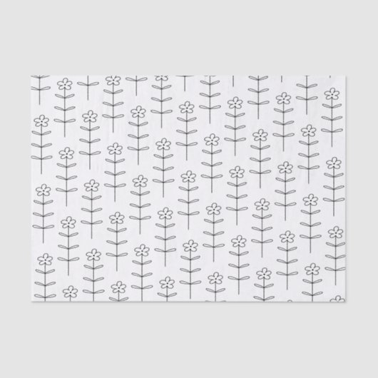 お洒落フローララインアート（白黒） 薄葉紙 (正面)