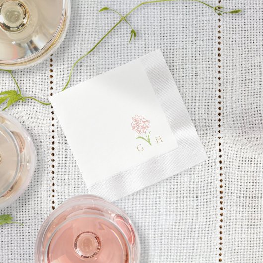 お洒落フローララインバラ描ナプキンス 縁ありカクテルナプキン