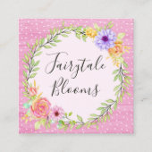 お洒落フローラリースとウッド素朴ソーシャルメディア スクエア名刺 (正面)