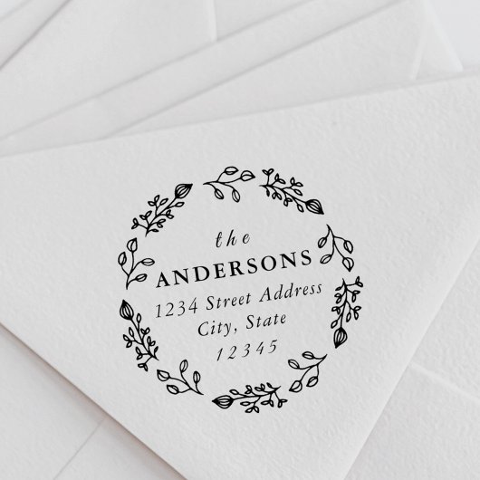 お洒落フローラリースファミリ名差出人住所 セルフインキングスタンプ