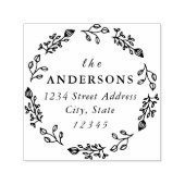 お洒落フローラリースファミリ名差出人住所 セルフインキングスタンプ (デザイン)