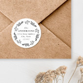 お洒落フローラリースファミリ名差出人住所 ラウンドシール