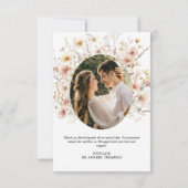 お洒落フローラワイルドフラワーフォトメッセー結婚ジ サンキューカード (裏面)