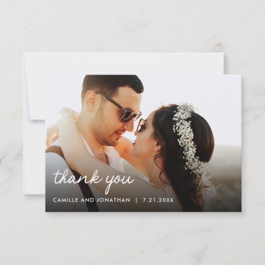 お洒落フローラ結婚の写真サンキューカード サンキューカード (正面)