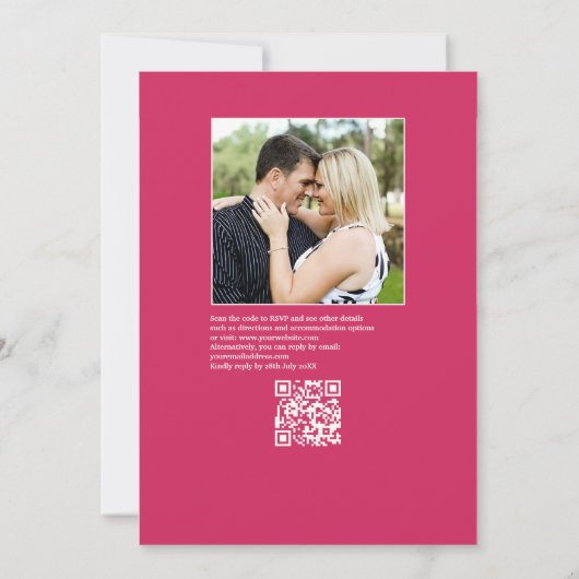 お洒落フローラ結婚フィエスタの写真とQRコード 招待状 (裏面)