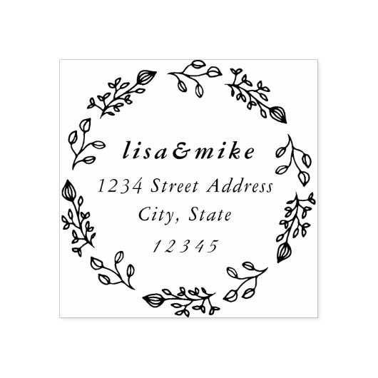 お洒落フローラ結婚リース差出人住所 ラバースタンプ (インプリント)