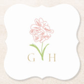 お洒落フローラ線描バラ結婚の ペーパーコースター (正面)