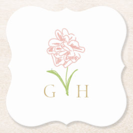 お洒落フローラ線描バラ結婚の ペーパーコースター