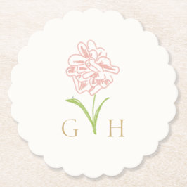 お洒落フローラ線描バラ結婚の ペーパーコースター