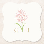 お洒落フローラ線描バラ結婚の ペーパーコースター (正面)