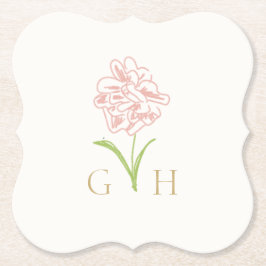 お洒落フローラ線描バラ結婚の ペーパーコースター