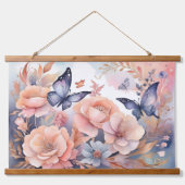 お洒落フローラ蝶よくはしゃぐデザイン 吊り下げ型タペストリー (正面)