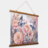 お洒落フローラ蝶よくはしゃぐデザイン 吊り下げ型タペストリー (傾斜あり)