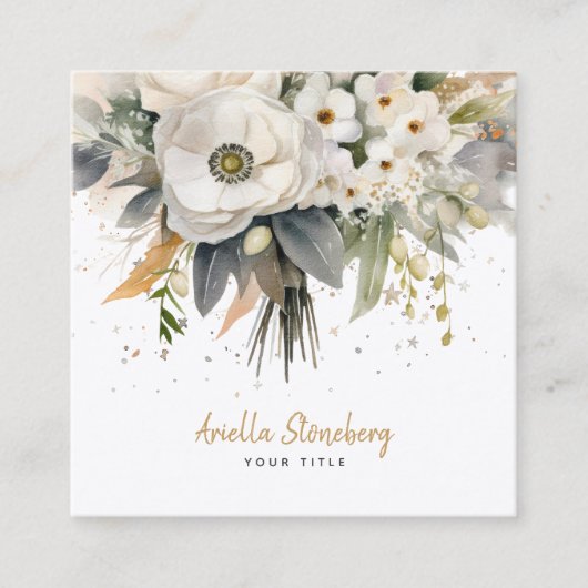 お洒落フローラ開花 スクエア名刺 (正面)