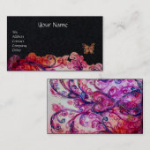お洒落フローリズレッドピンクフローラブラック紙 名刺 (正面/裏面)