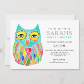 お洒落ブライダルシャワーレインボーフクロウ招待状 招待状 (正面)