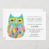 お洒落ブライダルシャワーレインボーフクロウ招待状 招待状 (正面/裏面)