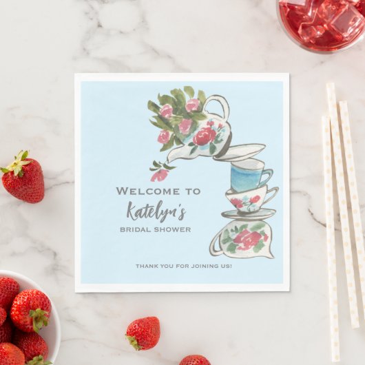 お洒落ブライダルシャワー茶パーティー スタンダードランチョンナプキン (インサイチュ)