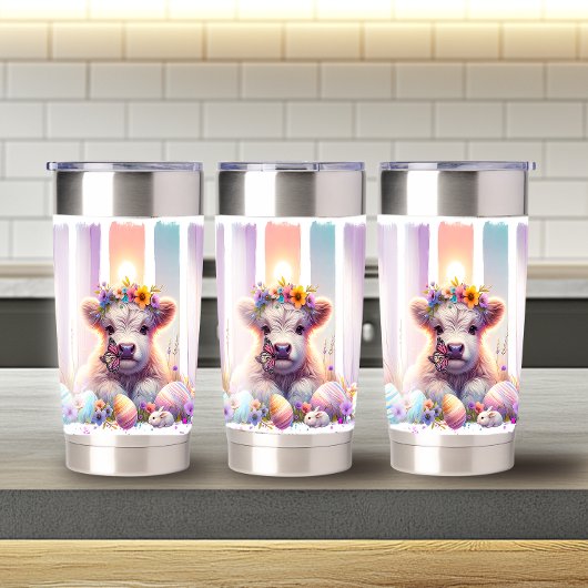 お洒落ブラッシュストロークイースターハイランドカウズ20oz 保温保冷タンブラー