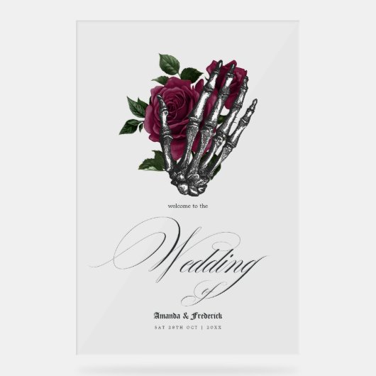 お洒落ブルゴーニュフローラゴシッ結婚クの優雅さ アクリルサイン (正面)