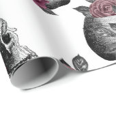 お洒落ブルゴーニュフローラスカルゴシック結婚ズ ラッピングペーパー (ロールコーナー)