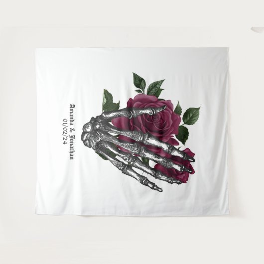 お洒落ブルゴーニュフローラ骨格ゴシッ結婚クス タペストリー (正面(横))