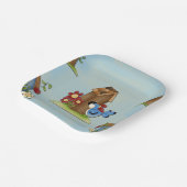 お洒落ブルーバードアンドバードハウスかわいい春 ペーパープレート (傾斜あり)