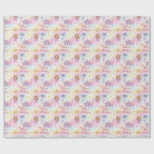 お洒落プリンセス誕生日水彩模様 ラッピングペーパー (フラット)