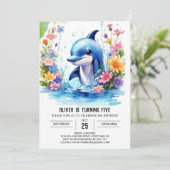 お洒落ベビードルフィンパーティー誕生日 招待状 (スタンド正面)