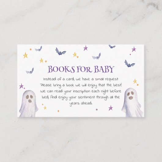 お洒落ベビーハロウィーン赤ちゃんシャワー用の本 エンクロージャーカード (正面)