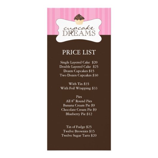 お洒落ベーカリー価格表 ラックカード (正面)