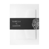 お洒落ホワイトオンブラックフローリッシュ結婚ズ 招待状ベリーバンド (正面例)