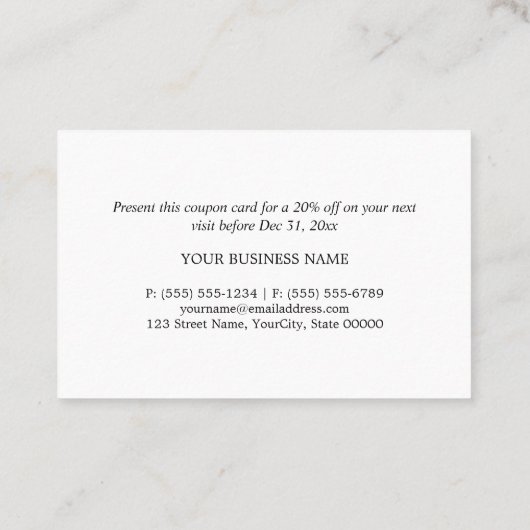 お洒落ボックモダンス – 任意の色 – 割引伝票 割引カード (裏面)