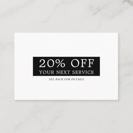 お洒落ボックモダンス – 任意の色 – 割引伝票 割引カード (正面)