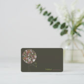 お洒落ポップ・アートのカラフル春の花のツリー開花 プレイスカード (スタンド正面)