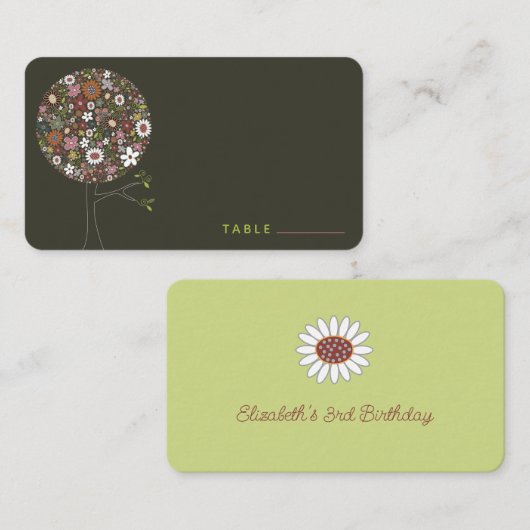 お洒落ポップ・アートのカラフル春の花のツリー開花 プレイスカード (正面/裏面)