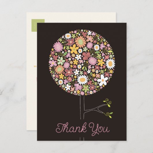 お洒落ポップ・アートのカラフル春の花 案内ポストカード (正面/裏面)