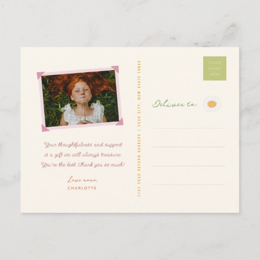 お洒落ポップ・アートのカラフル春の花 案内ポストカード (裏面)