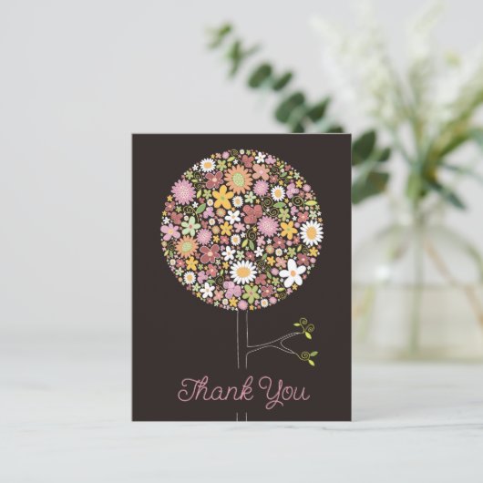 お洒落ポップ・アートのカラフル春の花 案内ポストカード (スタンド正面)