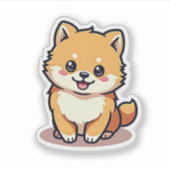 お洒落ポメラニア犬、明るく輝く、小 シール (正面)