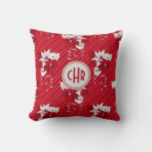 お洒落ポ赤と白インセチア模様 クッション (正面)