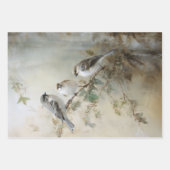 お洒落マウス、ヴィンテージバード、オージー絵を描ドリップ ラッピングペーパーシート (正面2)