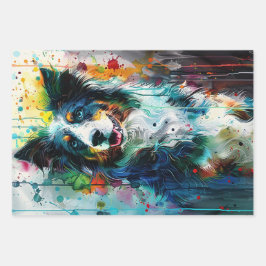 お洒落マウス、ヴィンテージバード、オージー絵を描ドリップ ラッピングペーパーシート