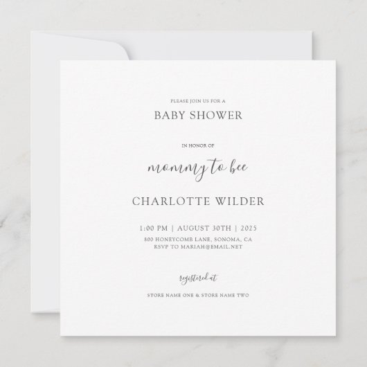 お洒落ママへビー赤ちゃんシャワー招待状 招待状 (裏面)