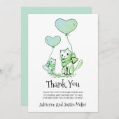 お洒落ママキャット子猫ベイビーシャワー水彩 サンキューカード (正面/裏面)