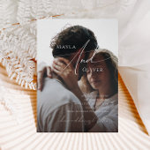 お洒落ミニマルカジュアルスクリプ結婚ト写真 招待状