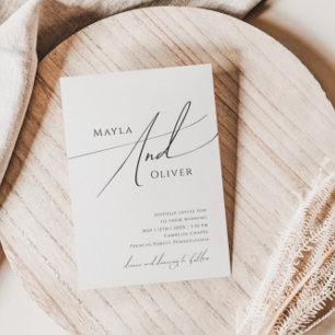 お洒落ミニマルカジュアルス結婚スクリプト 招待状