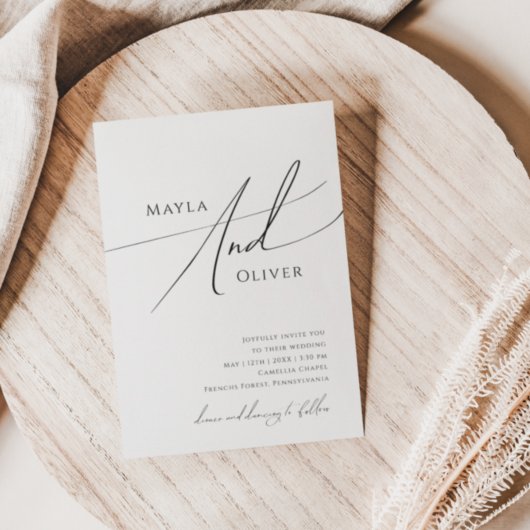 お洒落ミニマルカジュアルス結婚スクリプト 招待状