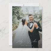 お洒落ミニマル書道写真結婚の 招待状 (裏面)